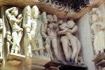 Erotic Carvings, Khajuraho, Madhya Pradesh, Temple, India, CAIV03P06_01
