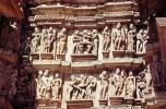 Erotic Carvings, Khajuraho, Madhya Pradesh, Temple, India, CAIV03P07_08