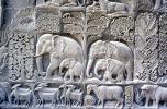Elephant bar-relief, oxen, stone, Ganesh,  Chennai, (Madras)