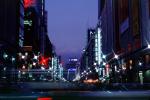 Highrise Buildings, shops, night, nighttime, Ginza District, Tokyo, dusk, dawn, twilight, glitz, CAJV01P15_12