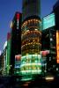 Buildings, shops, highrise, night, nighttime, twilight, dusk, Ginza District, Tokyo, dawn, glitz