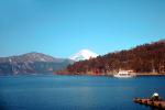 Torri gate, boat, Lake Hakone