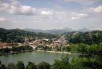 Kandy, village, lake, mountains, trees, buildings, skyline, clouds