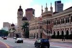 Sultan Abdul Samad Building, clock tower, street, cars, landmark, minarets, automobile, vehicles, CAMV01P04_08B