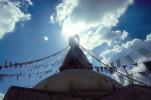 Stupa Boudhanath, Dome, Flags, Kathmandu, Sacred Place, Buddhist Shrine, temple, building, CANV01P03_14