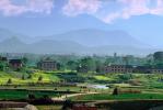 Kathmandu, Hay Mounds, fields, homes, houses, trees, mountains, CANV01P06_08B
