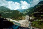 Village, River, Mountains, clouds, Araniko Highway, CANV01P08_03