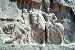 The triumph of Shapur I over the Roman Emperor Valerian, and Philip the Arab, bar-Relief sculpture, Naqsh-e Rustam, Necropolis, Marvdasht cultural complex, Landmark, Fars province, Iran