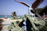 Bird sculpture, beach, resort, Kish Island, Hormozgan Province, Persian Gulf, CARV03P07_09