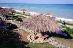 beach, bench, table, grass parasols, resort, Kish Island, Hormozgan Province, Persian Gulf