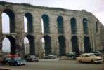 Aqueduct, Istanbul, Cars, automobile, vehicles, 1950s
