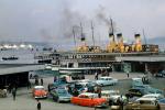 Car Ferries, Ferryboats, Docks, harbor, Automobiles, Vehicles, Istanbul, 1950s, CAUV01P02_14B