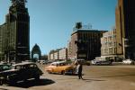 Taxi Cab, Chevy Car, Buildings, street, landmarks, Guatemala City, 1950s, CBGV01P03_08.0635