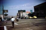 Chevron gas station, Cars, automobile, vehicles, Tijuana, August 1954, 1950s, CBMV05P08_02