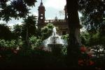 Water Fountain, Building, garden, Cathedral, town square, Guadalajara, CBMV06P02_11