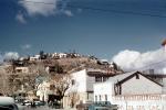 Cars, shops, stores, Homes on a hill, houses, buildings, 1950s, CBMV06P03_02