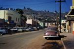 Tijuana Street, Parked Cars, sidewalk, shops, 1950s