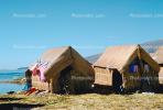Homes, Houses, buildings, Totora Reeds, Uros Island, Lake Titicaca