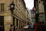 Buildings, cars, Alley, Caracas, Venezuela, alleyway, Clock, 1950s