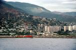 Docks, harbor, hillside, homes, buildings, mountains, waterfront, La Guaira, Maiquetia, Venezuela, CBVV01P03_15