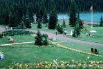 Lake Louise, Mountains, Forest, Lawn, Path, Flowers, Banff, CCAV01P06_13