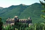 Banff Springs Hotel, building, forest, mountain, woodlands, landmark, CCAV01P09_19