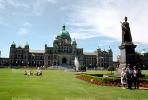 Parliament House, Queen Statue, lawn, fountain, Victoria