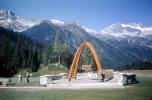 Trans-Canada Highway Monument, Rogers Pass, Monument Arches, tripod, mountains, CCBV01P09_13
