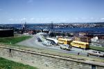 Halifax from the Citadel, cars, suspension bridge, buildings, 1966, 1960s