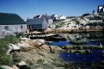 Bay, houses, homes, buildings, harbor, boats, dock, rocks, tide, Peggy's Cove, Nova Scotia, CCEV01P04_07