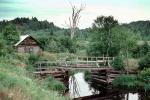 Footbridge, Trees, Log Cabin, Stream, forest, woodlands, North Channel, CCOV01P07_02