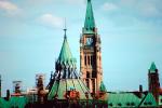 Peace Tower, clock, cone, Canadian Parliament, Government Building, landmark