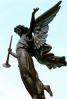 landmark, Statue, Bugle, flight, wings, trumpet