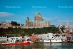 Tugboats, Docks, The Mighty Saint Lawrence River, Chateau Frontenac, hotel