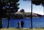 Prince of Wales Hotel, spire, Waterton Lakes National Park, lodge, lake, women