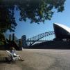 Sydney Harbor Bridge, Sydney Opera House, Bench, Woman, CDAV01P12_17