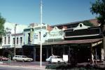 Carlton, Buildings, cars, stores, shops, April 1982