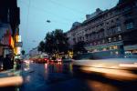 Rainy Evening, dusk, buildings, Trolley, Street, Vienna