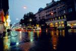Rainy Evening, dusk, buildings, Trolley, Street, Vienna