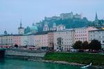Buildings, Hohensalzburg Castle, colorful, Salzach River, Salzburg