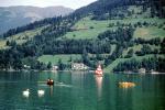 Zell am See, Alps, lake, water, river, swans, rowboat, sailboat, craft, mountains, nature, trees, CEAV02P02_02