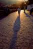 Person Walking, shadow, cobblestone street, Sunset, Sunclipse, CECV01P09_06
