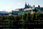 Vltava River, Prague Castle, skyline, Shoreline