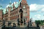 Water Fountain, aquatics, statues, Frederiksbord national historic museum, tower, building, palace, Hillerod