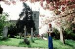 Woman, Graves, Trees, Garden, Bladon, England, CEEV06P08_05