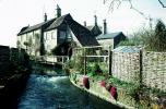 Stream, building, fence, home, Burford, Cotswold Hills, Oxfordshire, England