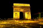 The Arc de Triomphe in the night, nighttime