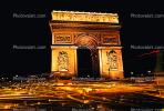 The Arc de Triomphe in the night, nighttime, CEFV01P06_13.1559