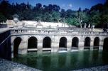 Moat, pond, water, Chateau, Nimes France, April 1967, 1960s