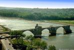 Pont d' Avignon, Saint Benezet, medieval bridge, Chapel of Saint Nicholas, Rhone River, ruins, cars, April 1967, 1960s